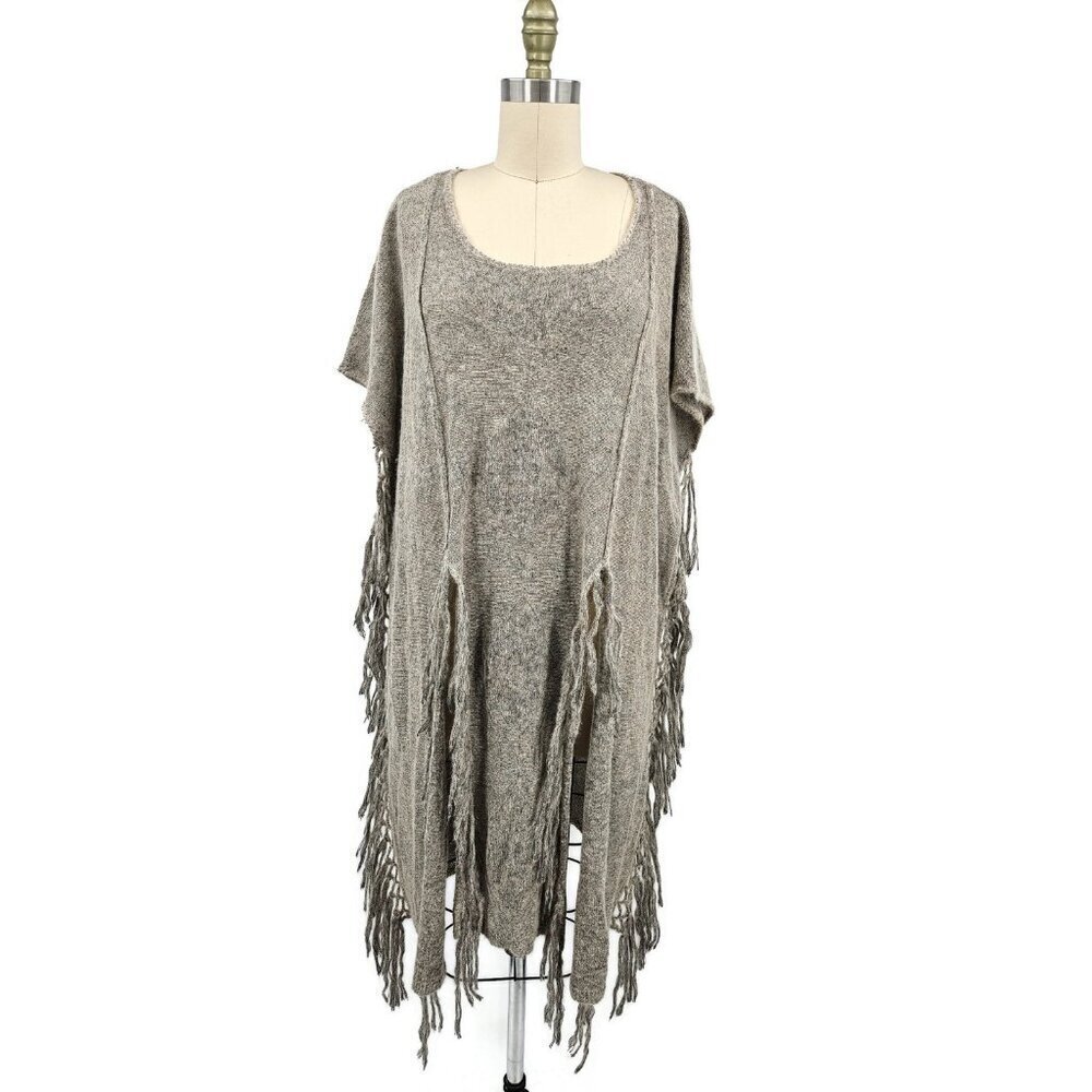 Mes Demoiselle Alpaca Blend Tunic Poncho Womens One Size Fringe Sweater